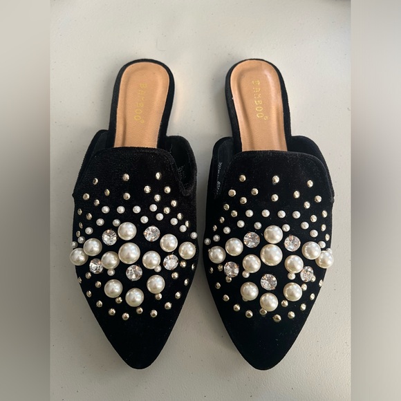 Bamboo Flats*Velvet Flats Slippers*Vintage Shoes*Mary
Jane*Pearl Jewels Party - Picture 6 of 10